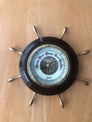 Vintage Jason Nautical Barometer Captain Ship Wheel Wall Mount Germany