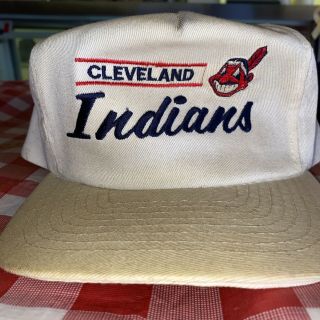 Vintage Cleveland Indians Mlb Chief Wahoo Snapback Hat Cap American Needle