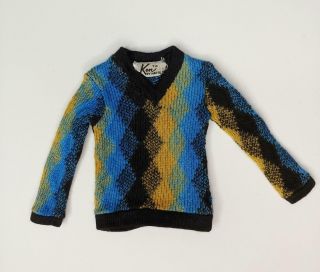 Vintage Mattel Ken Roller Fun On Ice 791 Blue Gold Black Argyle Sweater