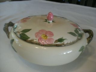 Vintage Covered Casserole Dish Franciscan Desert Rose Made In Usa 9 " Across