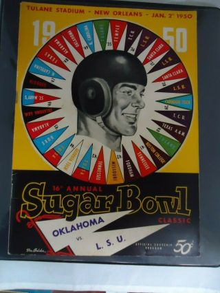 1950 Sugar Bowl Game Program Gorgeous Lsu Tigers Oklahoma Sooners Rare