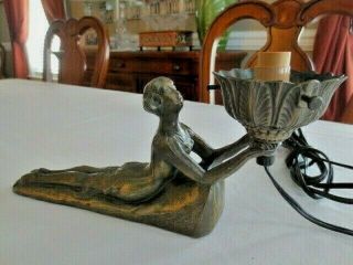 Vintage Art Deco Nouveau Nude Figural Lady Lamp -
