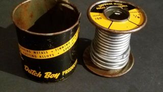 Vintage Dutch Boy Lead Solid Wire Solder Spool & Outer Tin With Old Logo