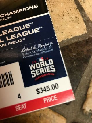 2016 Chicago Cubs vs Cleveland Indians World Series Full Ticket Stub Game 6 3
