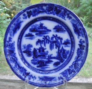 Antique Flow Blue P.  W.  Co Ironstone Manilla Plate 9 - 3/4 " Plate