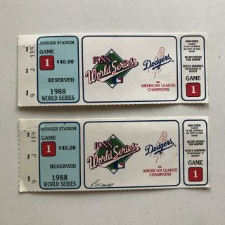 (2) 1988 World Series Ticket Stubs Game 1 A 