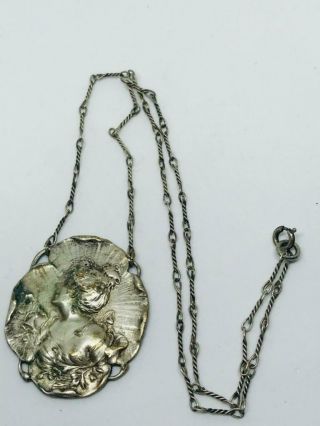 Antique Art Nouveau Silver Plated Necklace Moulin Rouge Style