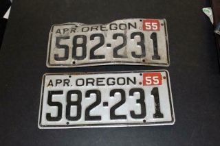 Oregon 1955 License Plate Pair,  528 - 231,  - No Rsrv
