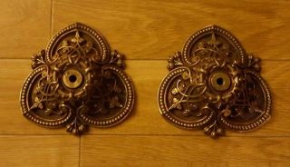 Antique Brass Late Victorian/art Nouveau/gothic Backplates For Lighting