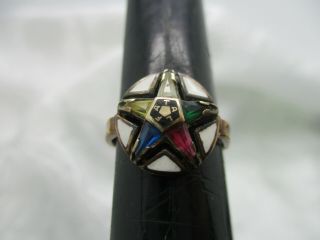 Antique Vintage Estate Old Solid 10k Gold Masonic Order Eastern Star Ring Size 7
