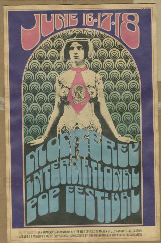 1967 Monterey Pop Festival Vintage Advertising Poster 11x17 Jimi Henrix,  Wilkes