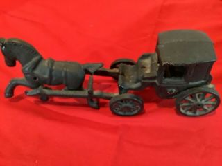 Vintage Cast Iron Toy Horse And Cart