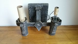 Vintage Spanish Revival/gothic Style Hammered Metal Wall Sconce Light - Italy