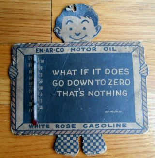 Vintage En - Ar - Co White Rose Gas Advertising Thermometer National Refining Co