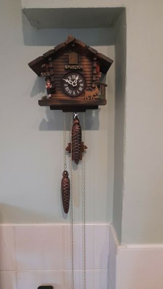 Vintage Chalet Style Cuckoo Clock,  Albert Schwab,  West German,  Serviced,  30hrs