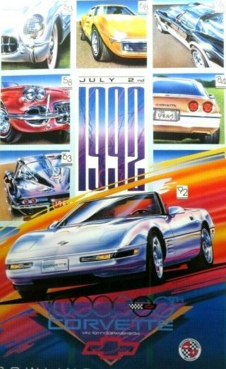 Corvette 1992 1,  000,  000th Poster Chevrolet Dealer 1 Millionth 1,  000,  000 Th Gm Ad