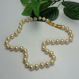 Vintage Joan Rivers Champagne Faux Pearl 19 " Knotted Necklace