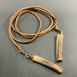 Vintage 2.  5m Leather Skipping Rope Boxing Training Sports Exhibition Football