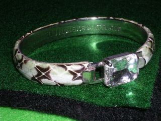 051d Vintage Mannelli Florence Italy Snake Bracelet 24k Gold Plated Green Black