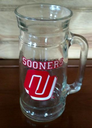 Vintage University Of Oklahoma Sooners 7 Inch Glass Mug O 