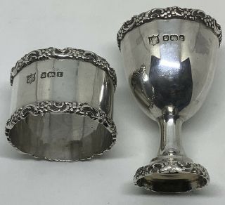 Matching Egg Cup & Napkin Ring - Solid Silver - Sheffield 1911 - F C Asman - 74g