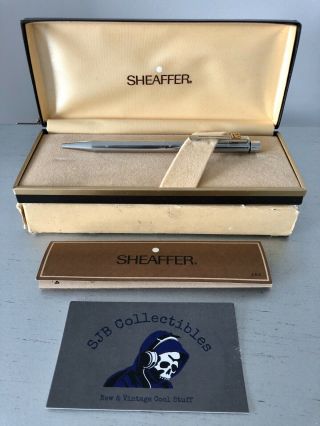 Vintage Sheaffer White Dot Chrome Ballpoint Pen With Gm Logo Box