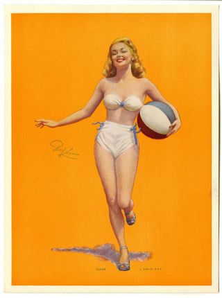 Vintage 1950s Art Deco Thomas D.  Murphy Pin - Up Print Blonde Paul Kafka Sunny