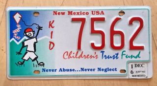Mexico Kids Kid Auto License Plate " 7562 " Nm Children 