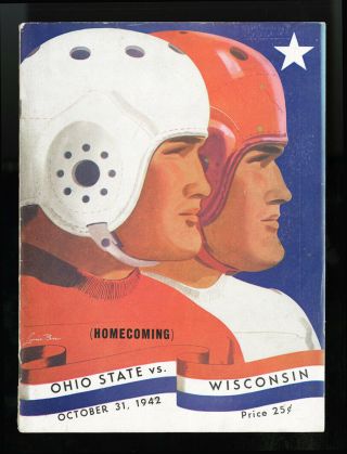 1942 Ohio State @ Wisconsin Football Program First Time National Champions Meet