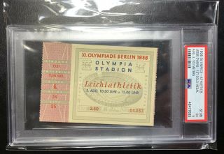 1936 Olympics Game Jesse Owens Gold Medal Ticket Psa 5 Graded 100 Meter