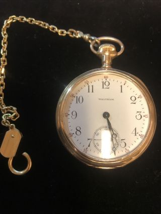 Antique Waltham 15 Jewel 16 Size Open Face Pocket Watch 20 Year Gold Filled Case