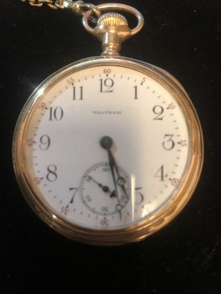 Antique Waltham 15 Jewel 16 Size Open Face Pocket Watch 20 year Gold Filled Case 2
