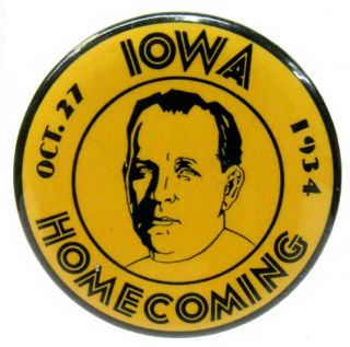 Scare 1934 University Of Iowa Homecoming Football 1.  75 " Pinback Button