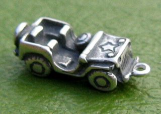 Us Army Jeep Charm Vintage Sterling Silver 3d Wwii Military Willys Vet