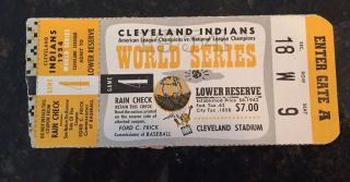 1954 World Series Game 4 Ticket Cleveland Indians Ex