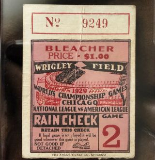 1929 Chicago Cubs Wrigley Field World Series Ticket Stub Vg