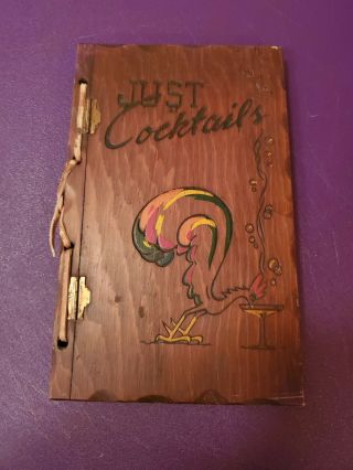 Vintage 1939 Just Cocktails Book Wood Cover W.  C.  Whitfield.  Three Mountaineers