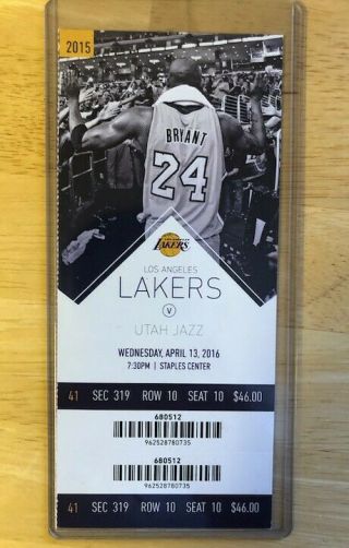 Kobe Bryant Final Game Ticket,  Final Season Limited Edition Silver coin 577/824 2