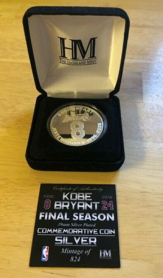 Kobe Bryant Final Game Ticket,  Final Season Limited Edition Silver coin 577/824 4