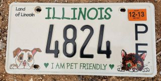 Illinois License Plate.  Pet Friendly