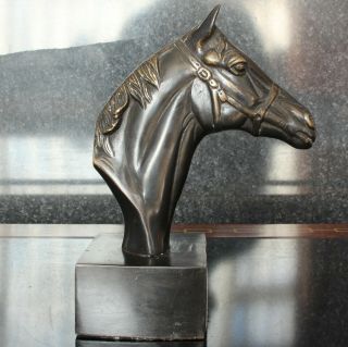 Bronze Horse Head Sculpture Figurine Possibly Bookend