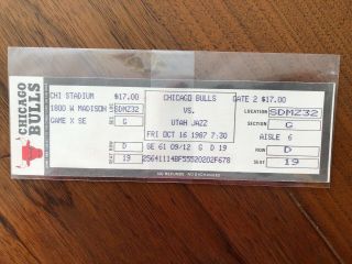 1987 Nba Chicago Bulls/utah Full Game Ticket -