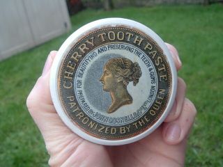 Antique Queen Victoria Pictorial Gosnell Cherry Tooth Paste Pot Lid & Base.