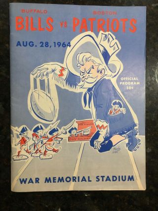 Buffalo Bills Vs Boston Patriots Aug 28 1964 Offic Program War Memorial Stadium