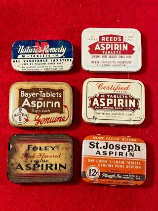 L7) Vintage St Joseph Aspirin Tin Can Foley Bayer Reed 