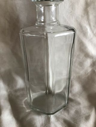 Vintage Empty Liquor Bottle Clear Glass Decanter Odd Cork Top Shape