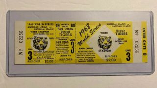 1968 World Series Game 3 Full Ticket Detroit Tigers/st Louis Cardinals