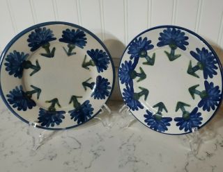 2 Vintage Louisville Stoneware Lunch Plates 8 " Cornflower Blue Bachelor Button