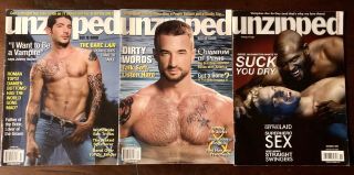 3 Vintage “unzipped” Gay Magazines,  Men Interest