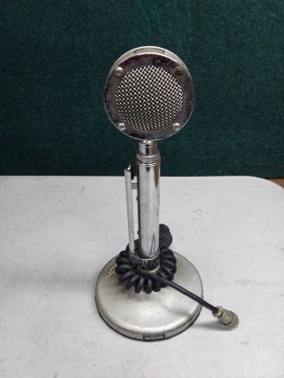 Vintage Astatic D - 104 Chrome Microphone W Stand Made In Ohio Usa